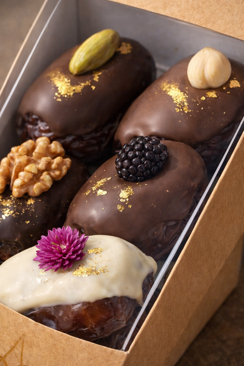 Premium Stuffed Dates Coated in Belgian Chocolate (5 pcs)